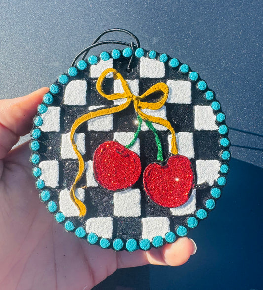 Checkered print cherries(Mahogany Paradise)