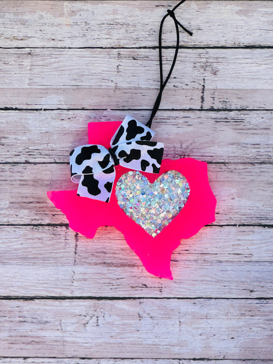 Texas heart w/cow bow