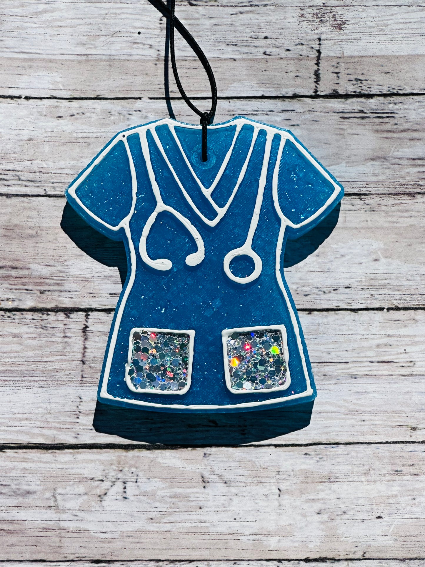 Blue nurse scrub top