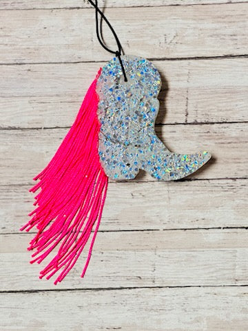 Cowgirl boot with hot pink fringe