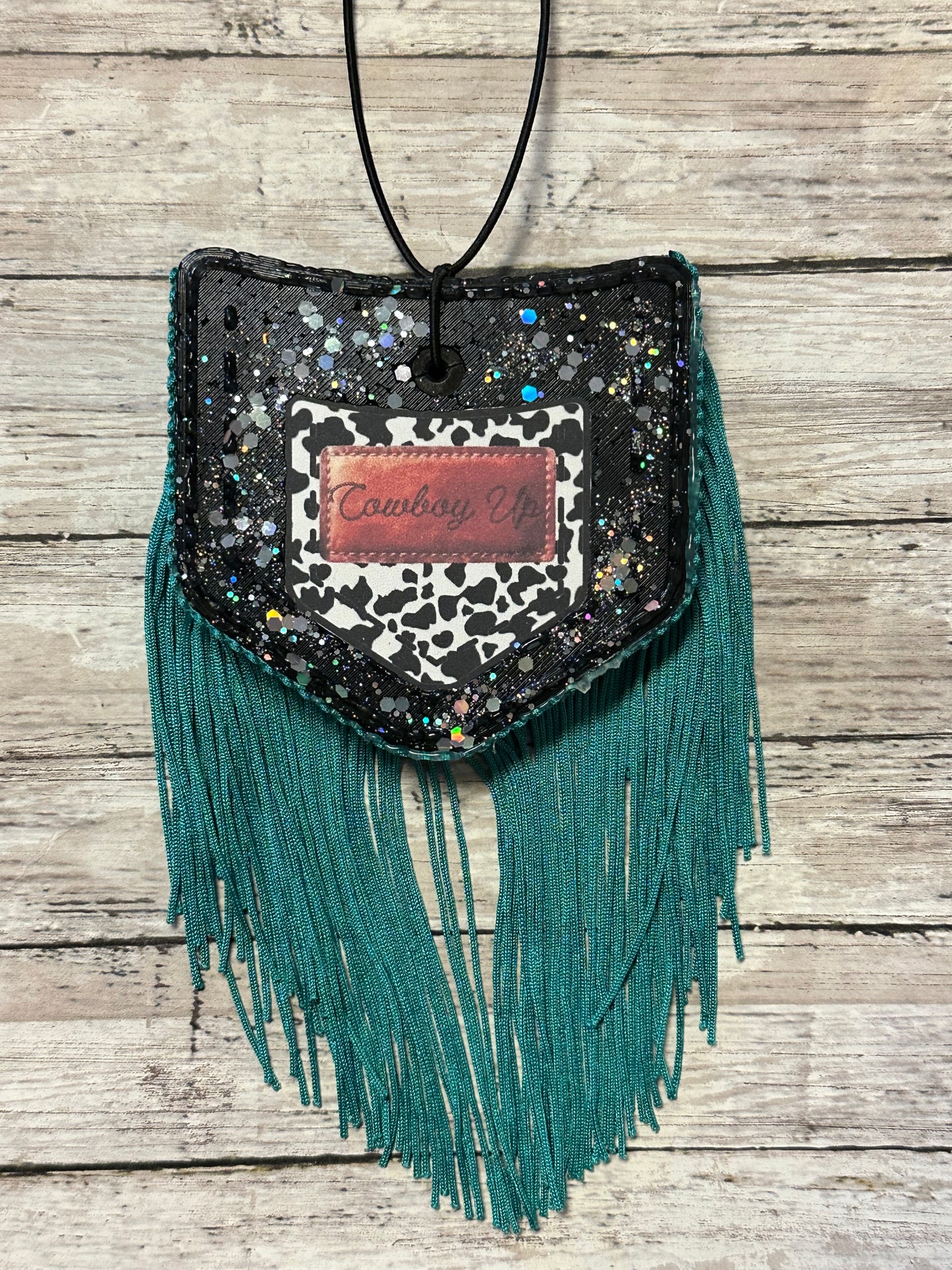 Black pocket with Blue fringe